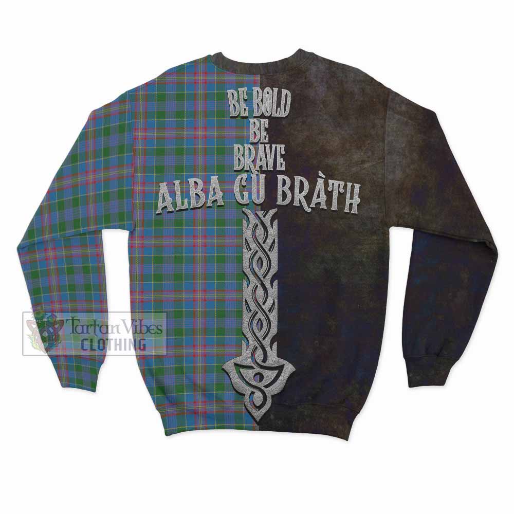 Ralston Tartan Family Crest Sweatshirt Alba Gu Brath Be Brave Lion Ancient Style - Tartan Vibes Clothing