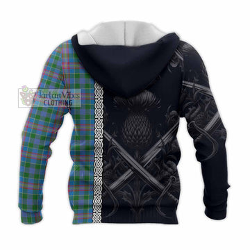 Tartan Vibes Clothing Ralston Tartan Knitted Hoodie with Family Crest Cross Sword Thistle Celtic Vibes