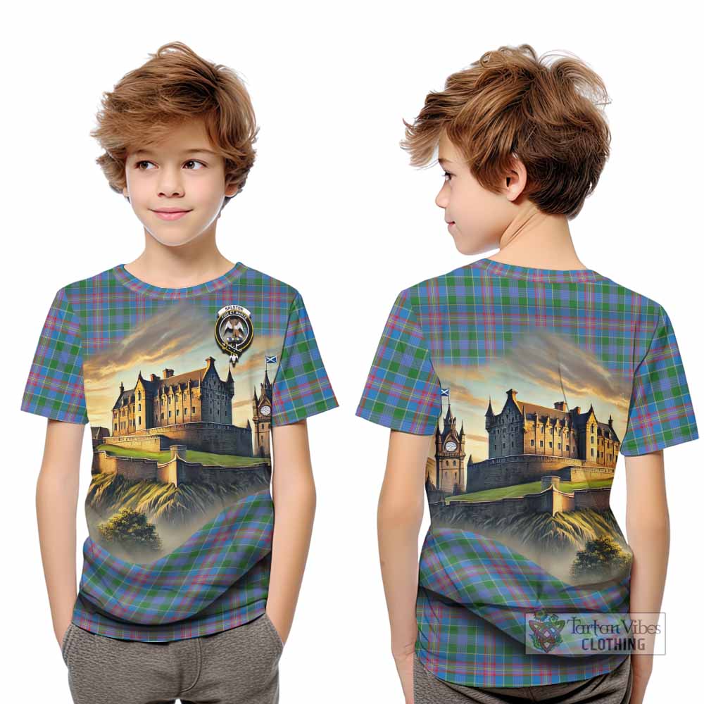 Tartan Vibes Clothing Ralston Tartan Family Crest Kid T-Shirt with Scottish Ancient Castle Style