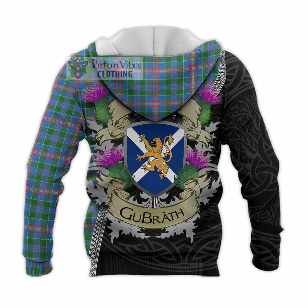 Tartan Vibes Clothing Ralston Tartan Family Crest Knitted Hoodie Lion Rampant Royal Thistle Shield Celtic Inspired