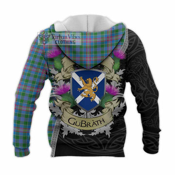 Tartan Vibes Clothing Ralston Tartan Family Crest Knitted Hoodie Lion Rampant Royal Thistle Shield Celtic Inspired