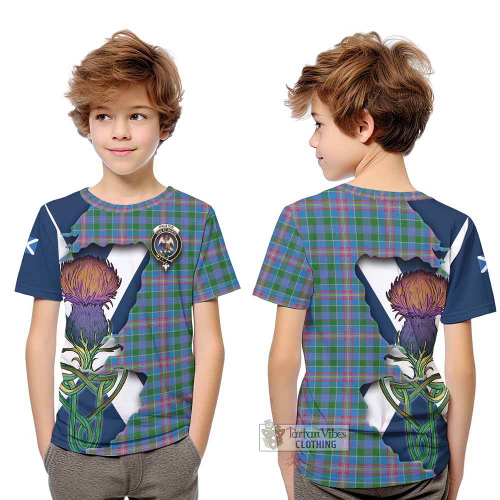 Tartan Vibes Clothing Ralston Tartan Family Crest Kid T-Shirt Scottish Thistle Celtic Inspired