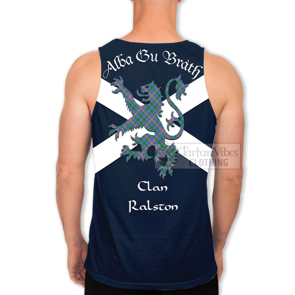 Tartan Vibes Clothing Ralston Tartan Lion Rampant Men's Tank Top – Proudly Display Your Heritage with Alba Gu Brath and Clan Name