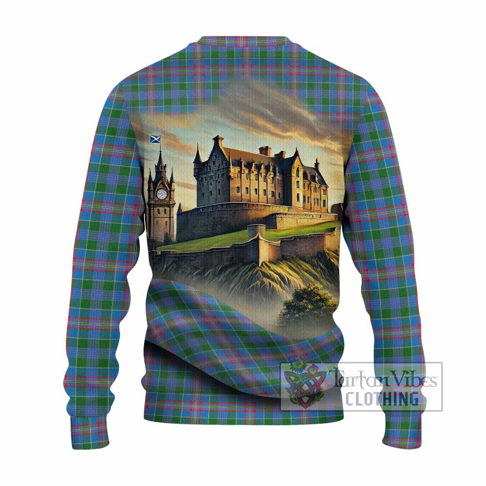 Tartan Vibes Clothing Ralston Tartan Family Crest Knitted Sweater with Scottish Ancient Castle Style