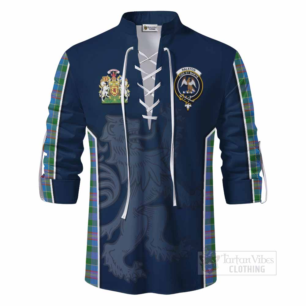 Tartan Vibes Clothing Ralston Tartan Ghillie Kilt Shirt with Family Crest and Lion Rampant Vibes Sport Style