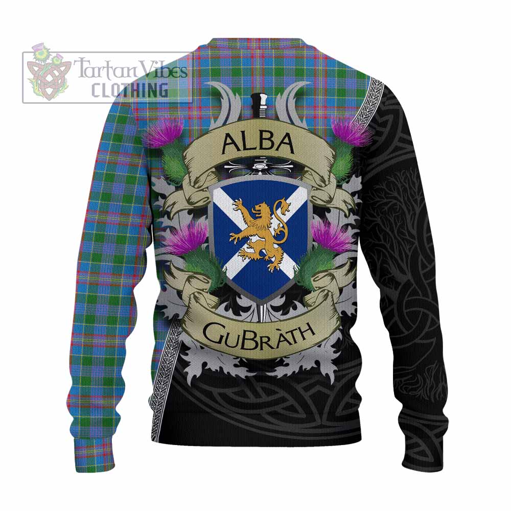 Tartan Vibes Clothing Ralston Tartan Family Crest Knitted Sweater Lion Rampant Royal Thistle Shield Celtic Inspired
