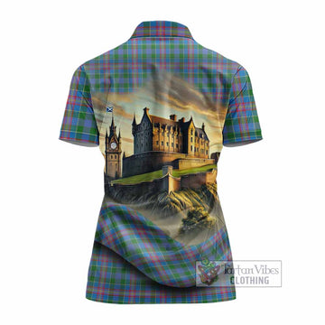 Ralston Tartan Family Crest Women's Polo Shirt with Scottish Ancient Castle Style
