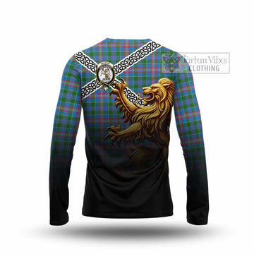 Tartan Vibes Clothing Ralston Crest Tartan Long Sleeve T-Shirt with Golden Lion Emblem Celtic Style