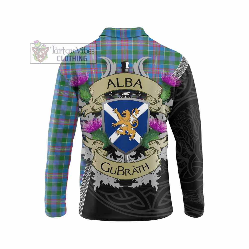 Tartan Vibes Clothing Ralston Tartan Family Crest Long Sleeve Polo Shirt Lion Rampant Royal Thistle Shield Celtic Inspired