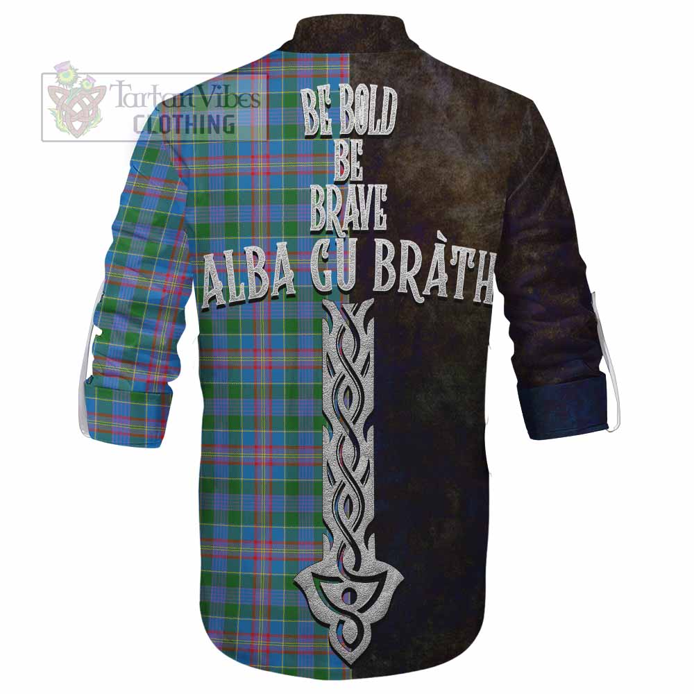 Tartan Vibes Clothing Ralston Tartan Family Crest Ghillie Kilt Shirt Alba Gu Brath Be Brave Lion Ancient Style