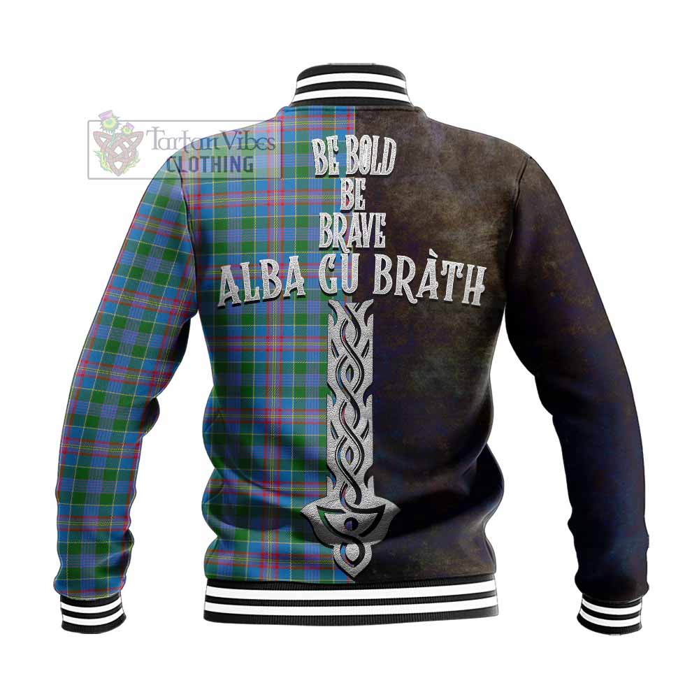 Tartan Vibes Clothing Ralston Tartan Family Crest Baseball Jacket Alba Gu Brath Be Brave Lion Ancient Style