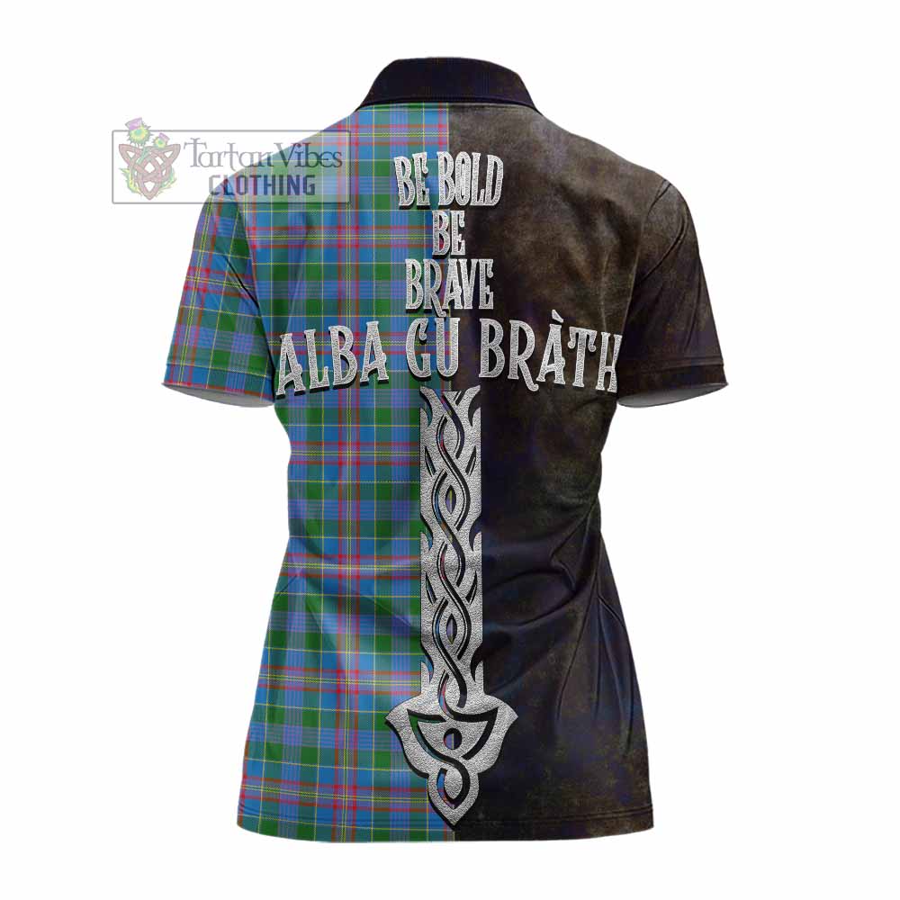 Tartan Vibes Clothing Ralston Tartan Family Crest Women's Polo Shirt Alba Gu Brath Be Brave Lion Ancient Style