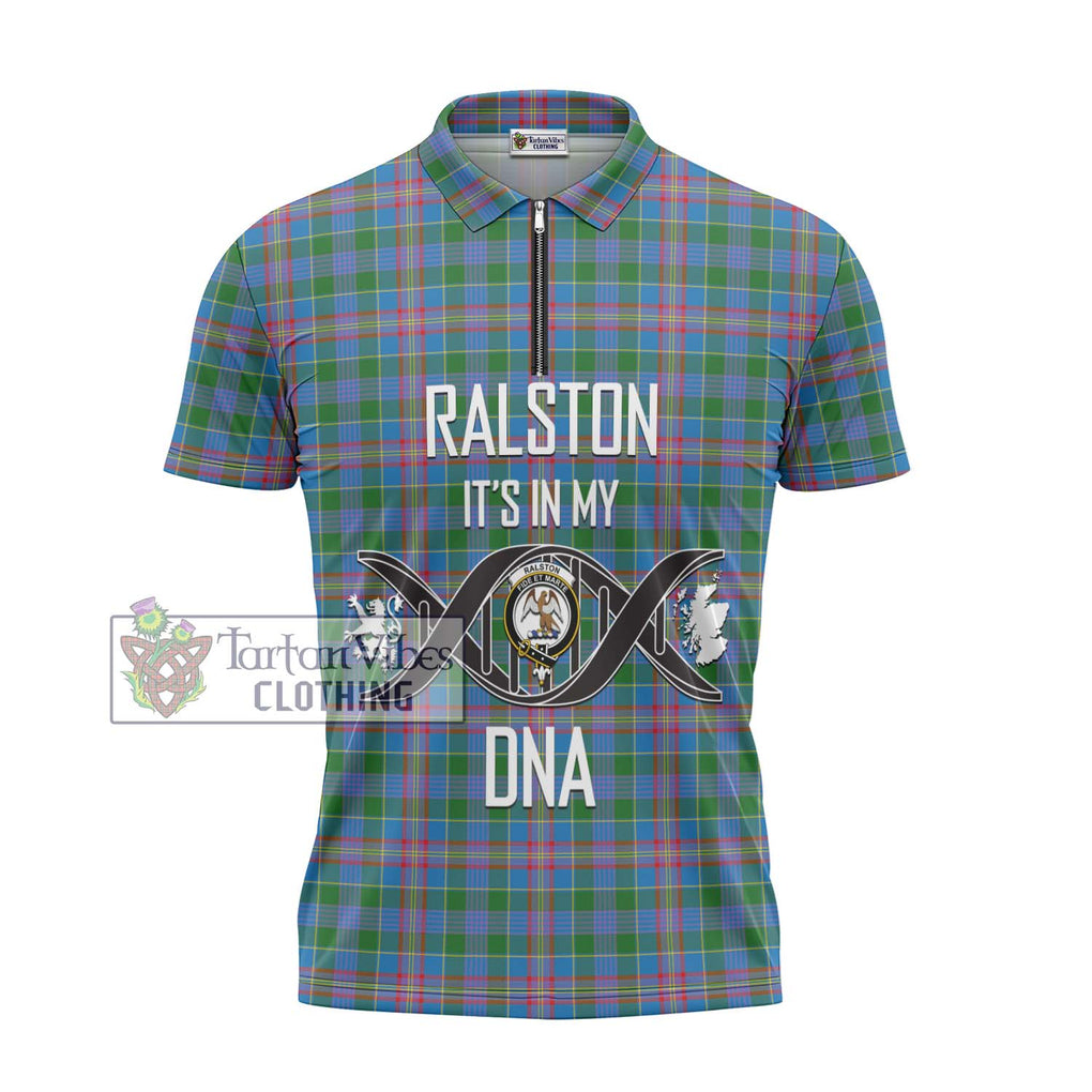 Ralston Tartan Zipper Polo Shirt with Family Crest DNA In Me Style - Tartanvibesclothing Shop
