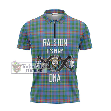 Ralston Tartan Zipper Polo Shirt with Family Crest DNA In Me Style - Tartanvibesclothing Shop