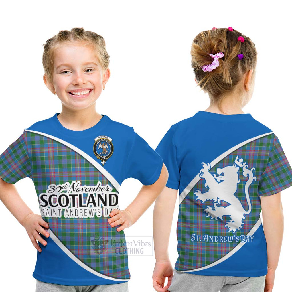 Tartan Vibes Clothing Ralston Family Crest Tartan Kid T-Shirt Celebrate Saint Andrew's Day in Style