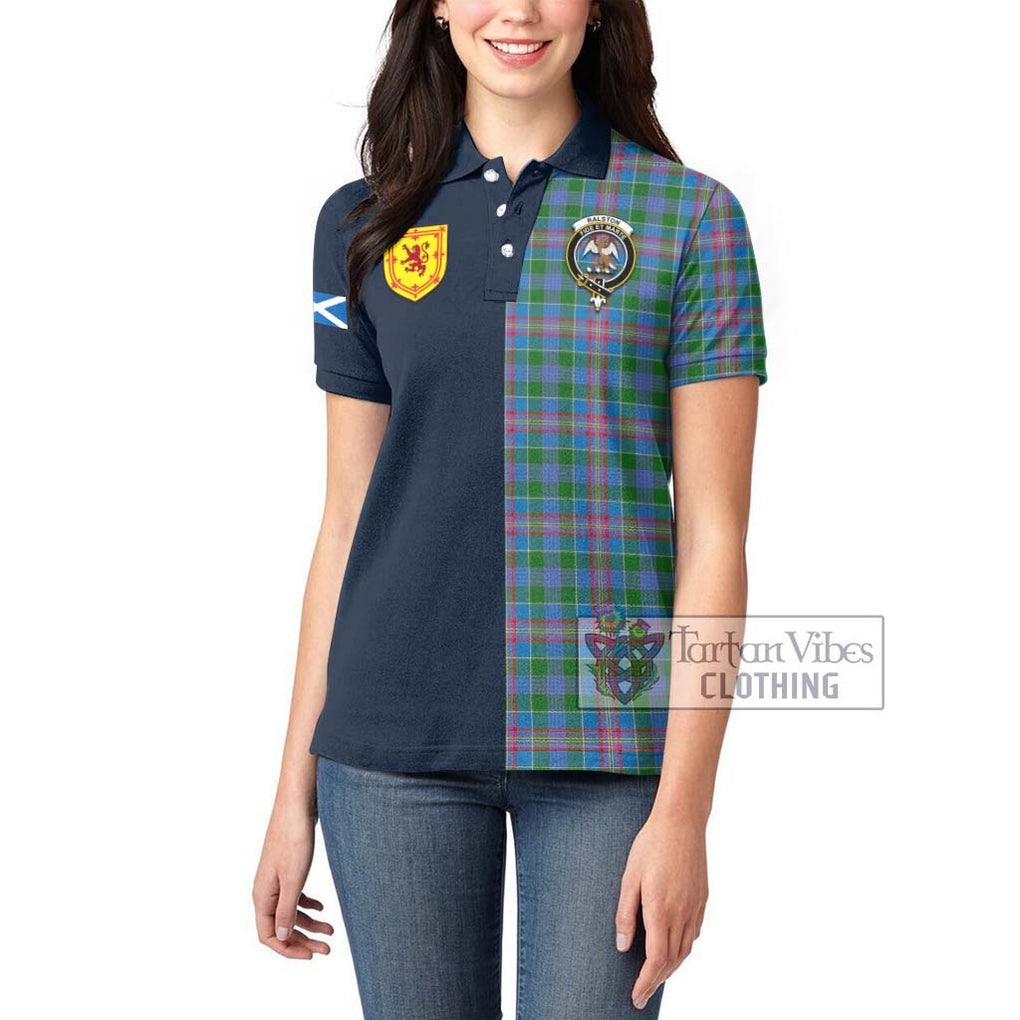 Tartan Vibes Clothing Ralston Tartan Women's Polo Shirt with Scottish Lion Royal Arm Half Style