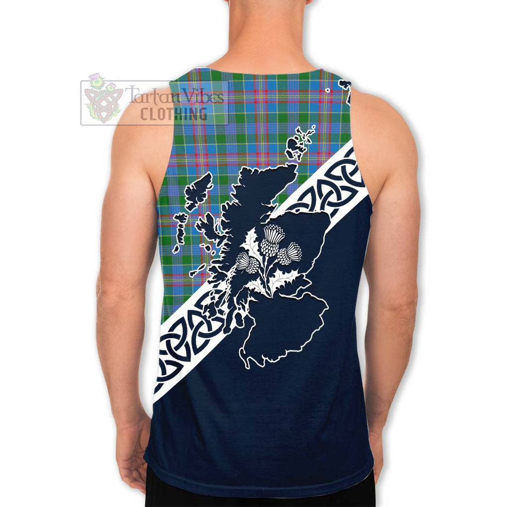 Tartan Vibes Clothing Ralston Tartan Men's Tank Top Featuring Thistle and Scotland Map
