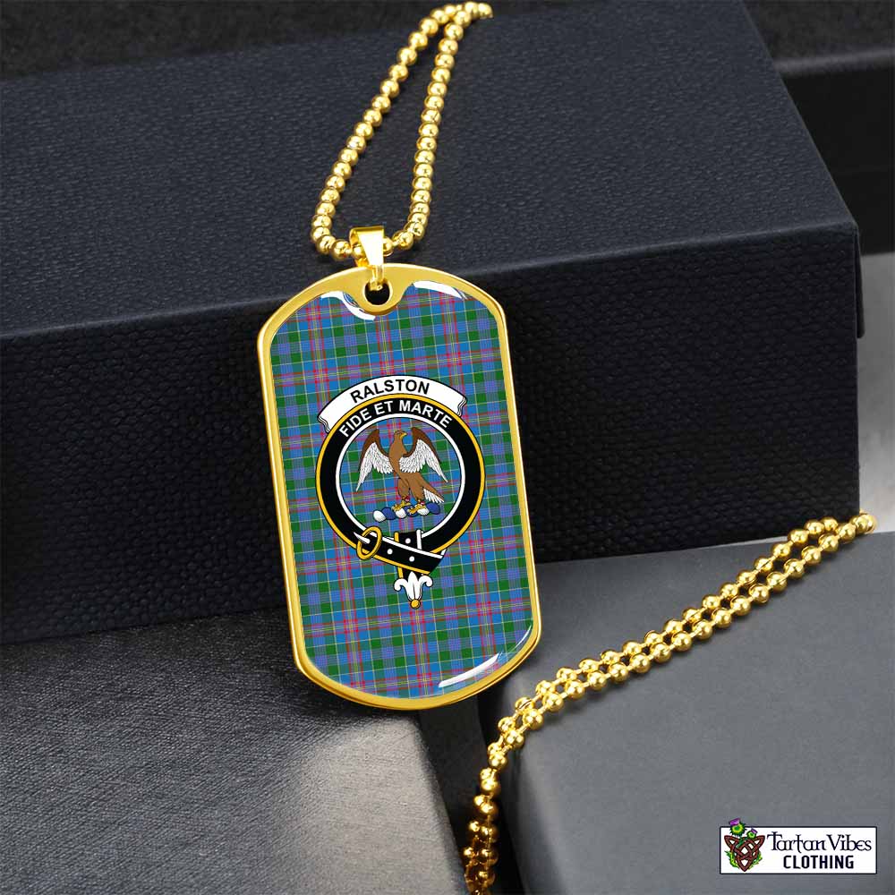 Tartan Vibes Clothing Ralston Tartan Dog Tag Necklace with Family Crest