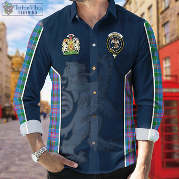 Ralston Tartan Long Sleeve Button Up Shirt with Family Crest and Lion Rampant Vibes Sport Style