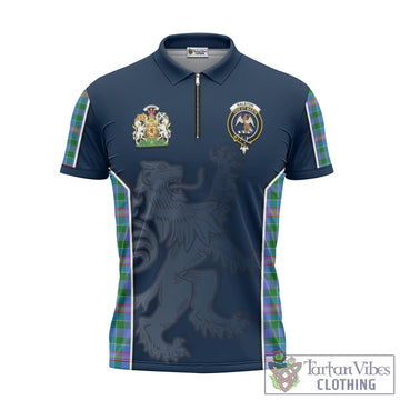 Ralston Tartan Zipper Polo Shirt with Family Crest and Lion Rampant Vibes Sport Style