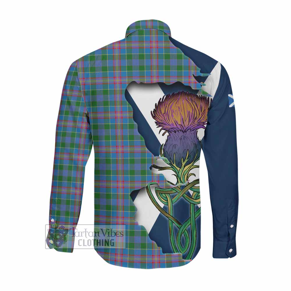 Tartan Vibes Clothing Ralston Tartan Family Crest Long Sleeve Button Shirt Scottish Thistle Celtic Inspired
