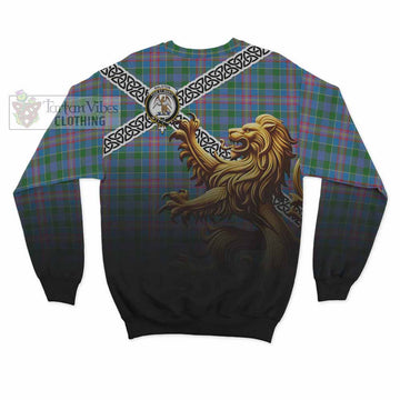 Ralston Crest Tartan Sweatshirt with Golden Lion Emblem Celtic Style