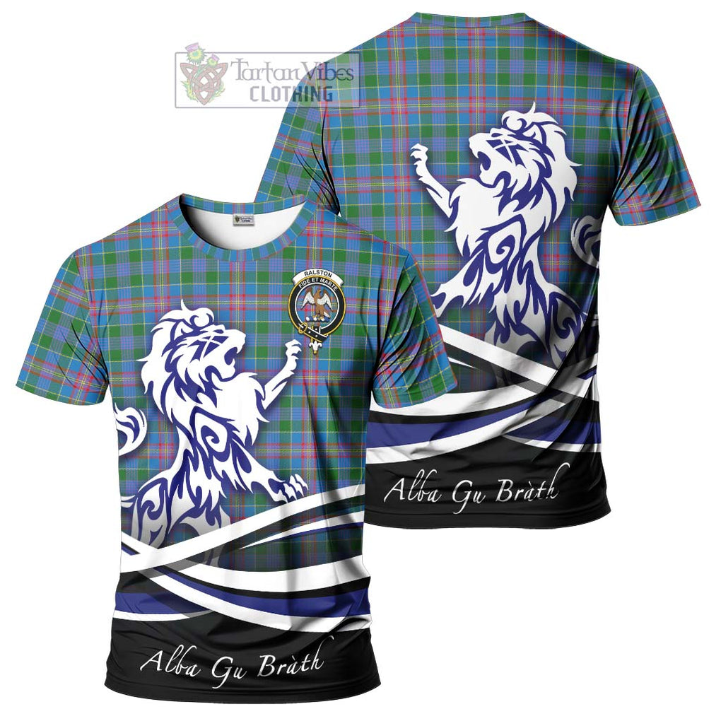 Tartan Vibes Clothing Ralston Tartan Cotton T-shirt with Alba Gu Brath Regal Lion Emblem