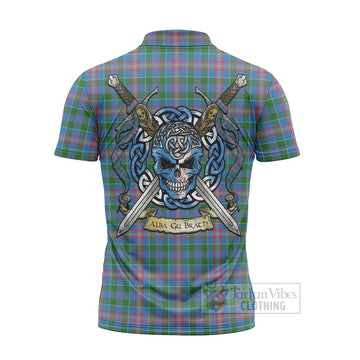 Ralston Tartan Zipper Polo Shirt with Family Crest Celtic Skull Style