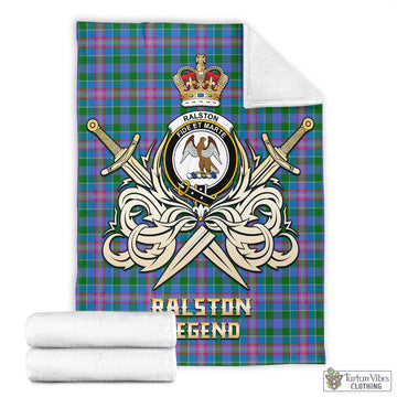 Ralston Tartan Blanket with Clan Crest and the Golden Sword of Courageous Legacy