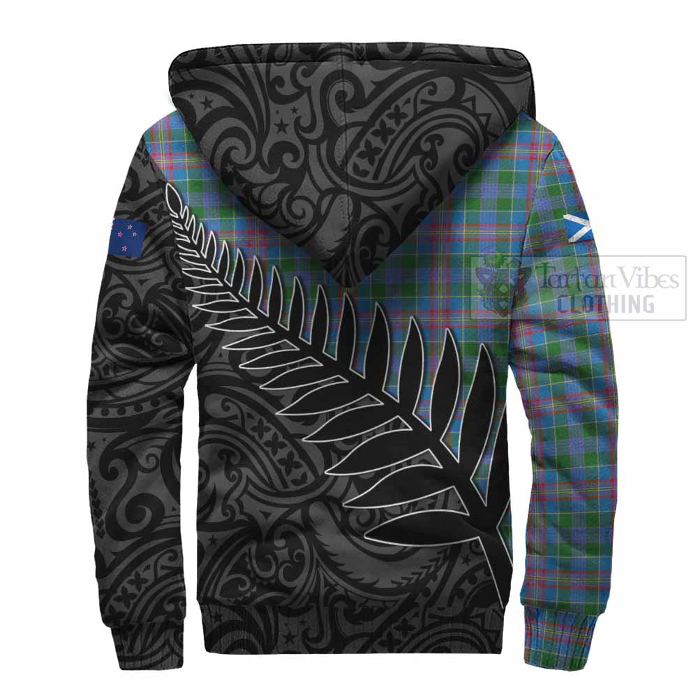 Tartan Vibes Clothing Ralston Crest Tartan Sherpa Hoodie with New Zealand Silver Fern Half Style