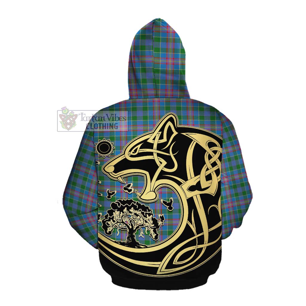 Tartan Vibes Clothing Ralston Tartan Cotton Hoodie with Family Crest Celtic Wolf Style