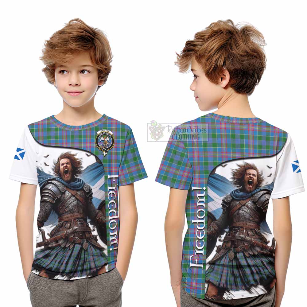 Tartan Vibes Clothing Ralston Crest Tartan Kid T-Shirt Inspired by the Freedom of Scottish Warrior