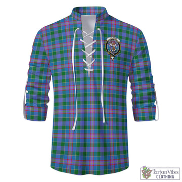 Tartan Vibes Clothing Ralston Tartan Men's Scottish Traditional Jacobite Ghillie Kilt Shirt with Family Crest