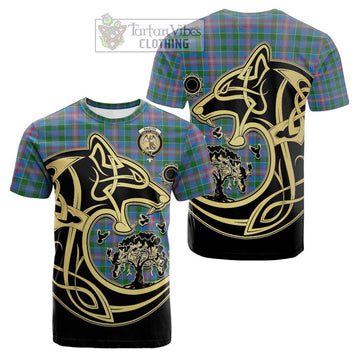 Tartan Vibes Clothing Ralston Tartan Cotton T-shirt with Family Crest Celtic Wolf Style