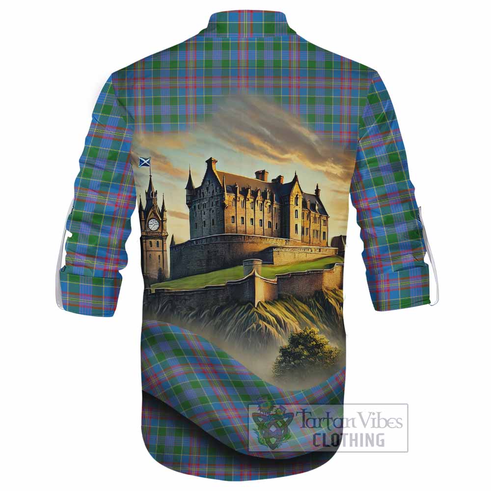 Tartan Vibes Clothing Ralston Tartan Family Crest Ghillie Kilt Shirt with Scottish Ancient Castle Style