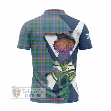 Ralston Tartan Family Crest Zipper Polo Shirt Scottish Thistle Celtic Inspired