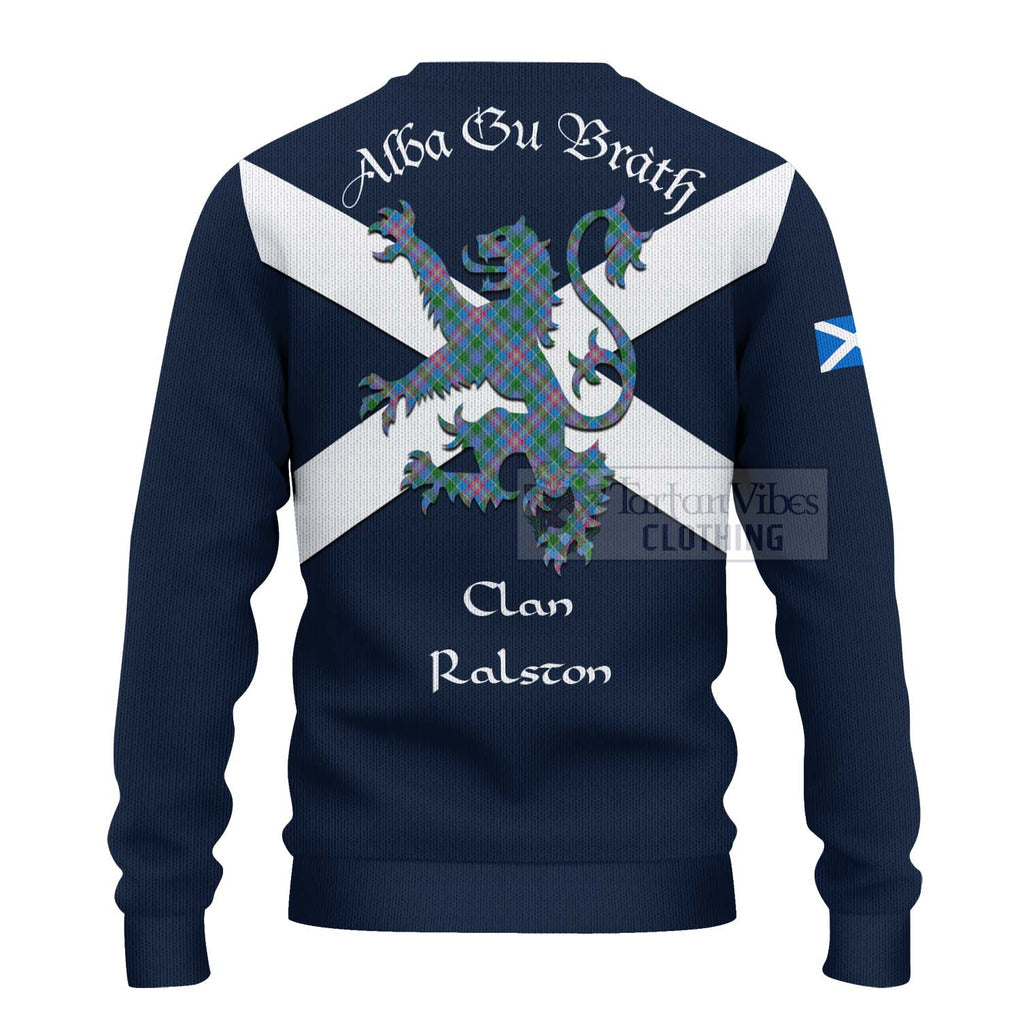 Tartan Vibes Clothing Ralston Tartan Lion Rampant Knitted Sweater – Proudly Display Your Heritage with Alba Gu Brath and Clan Name