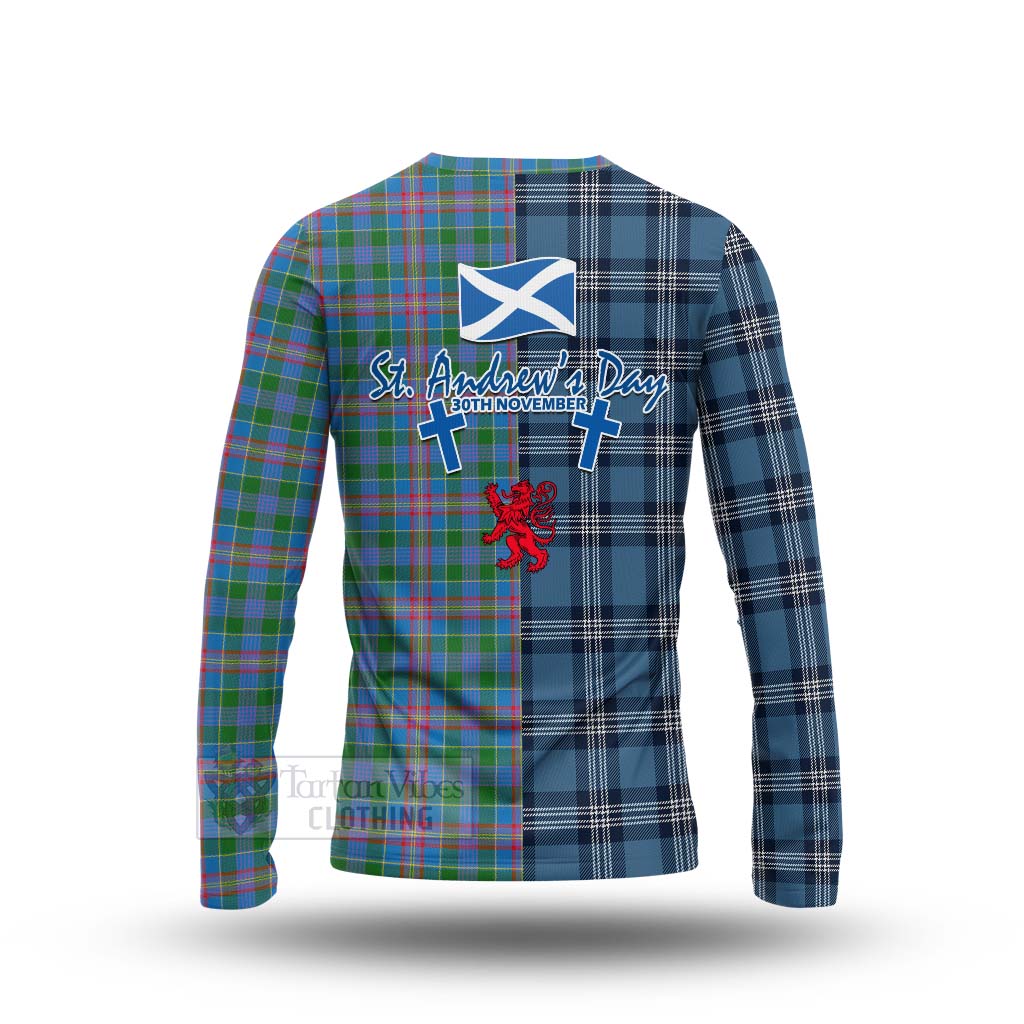 Tartan Vibes Clothing Ralston Tartan Long Sleeve T-Shirt Happy St. Andrew's Day Half Tartan Style