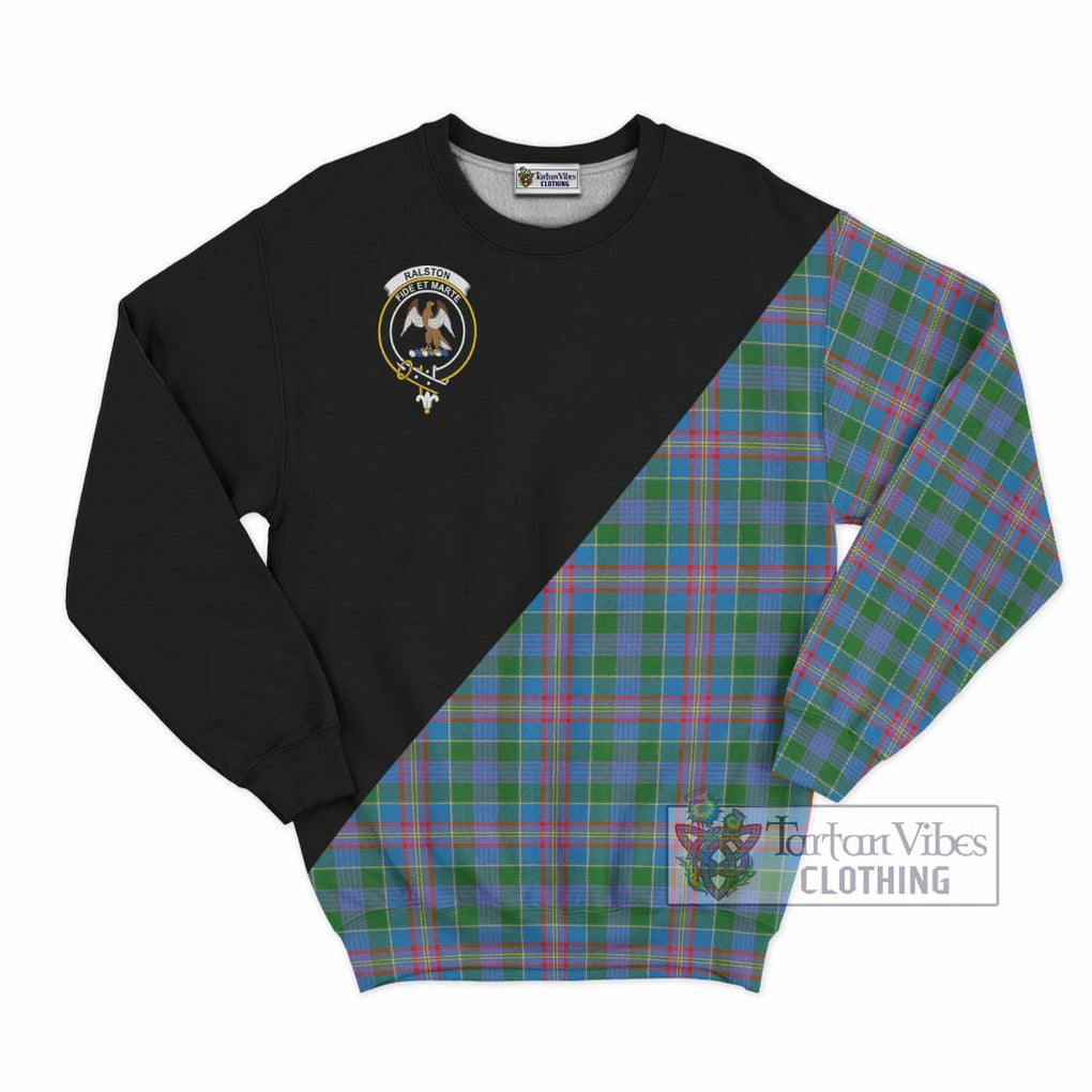 Ralston Tartan Sweatshirt with Family Crest and Military Logo Style - Tartanvibesclothing Shop