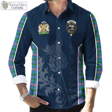 Ralston Tartan Long Sleeve Button Up Shirt with Family Crest and Scottish Thistle Vibes Sport Style