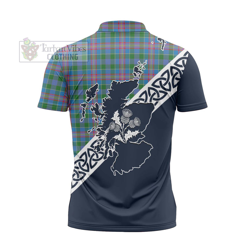 Tartan Vibes Clothing Ralston Tartan Zipper Polo Shirt Featuring Thistle and Scotland Map