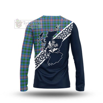 Tartan Vibes Clothing Ralston Tartan Long Sleeve T-Shirt Featuring Thistle and Scotland Map