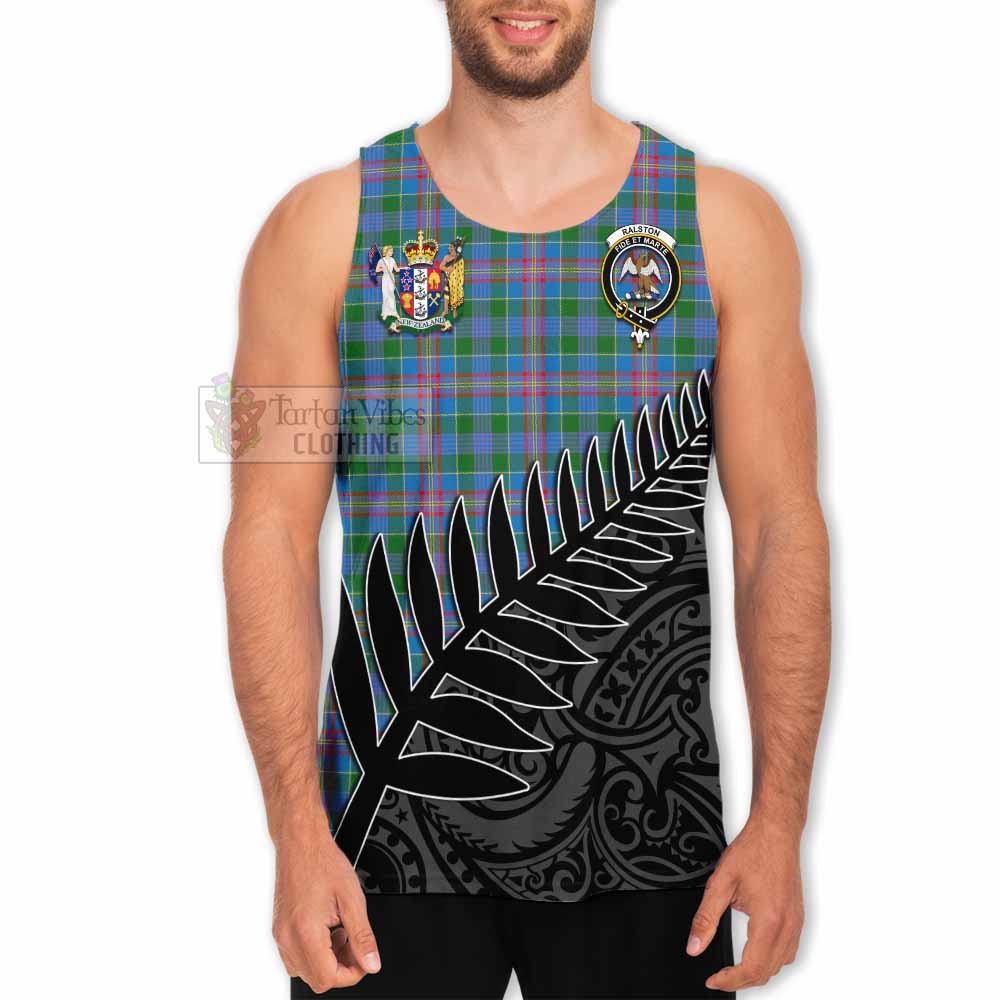 Tartan Vibes Clothing Ralston Crest Tartan Men's Tank Top with New Zealand Silver Fern Half Style