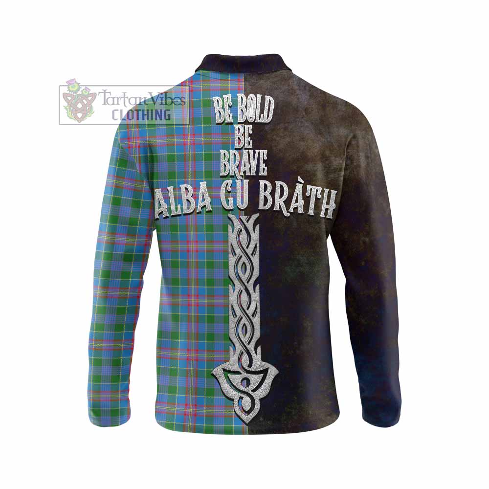 Tartan Vibes Clothing Ralston Tartan Family Crest Long Sleeve Polo Shirt Alba Gu Brath Be Brave Lion Ancient Style
