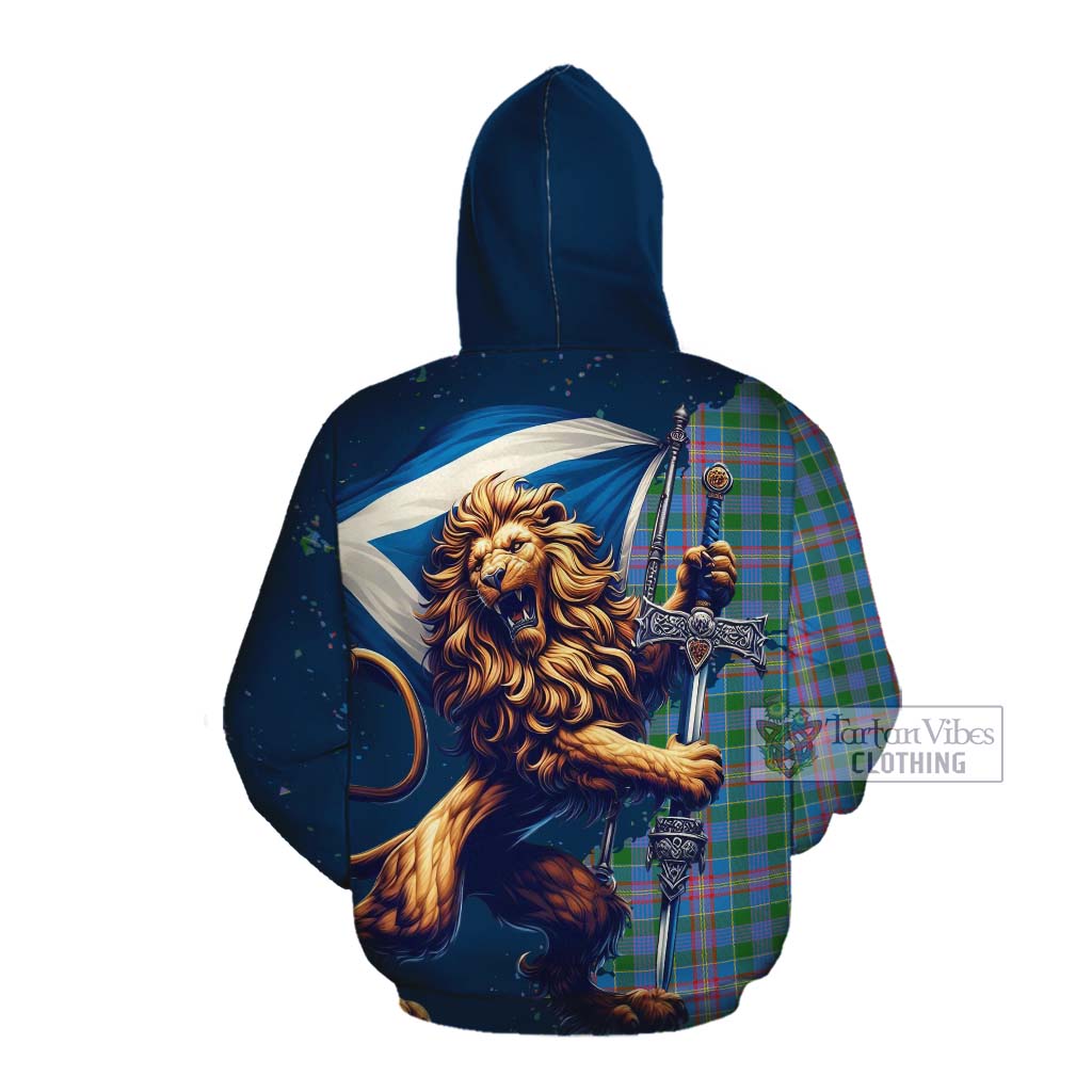 Tartan Vibes Clothing Ralston Tartan Family Crest Cotton Hoodie with Scottish Majestic Lion