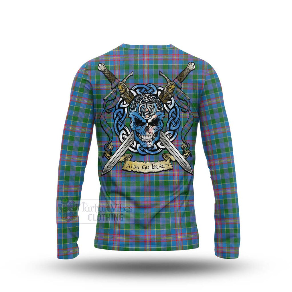Tartan Vibes Clothing Ralston Tartan Long Sleeve T-Shirt with Family Crest Celtic Skull Style