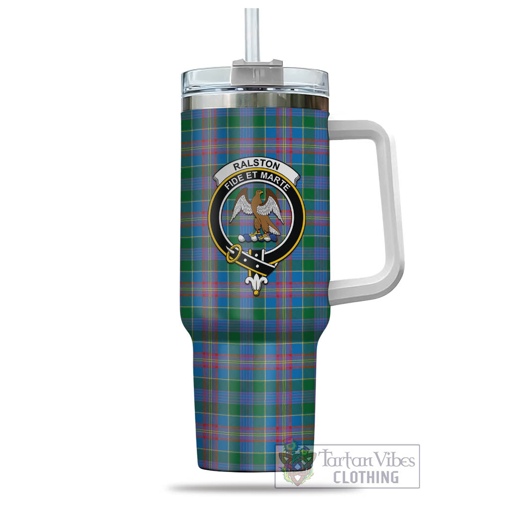 Tartan Vibes Clothing Ralston Tartan and Family Crest Tumbler with Handle