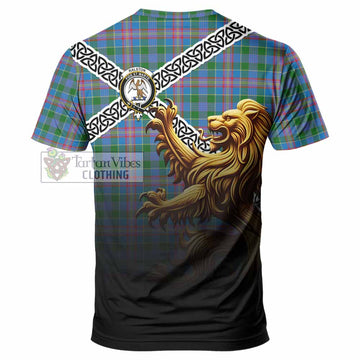 Tartan Vibes Clothing Ralston Crest Tartan T-Shirt with Golden Lion Emblem Celtic Style