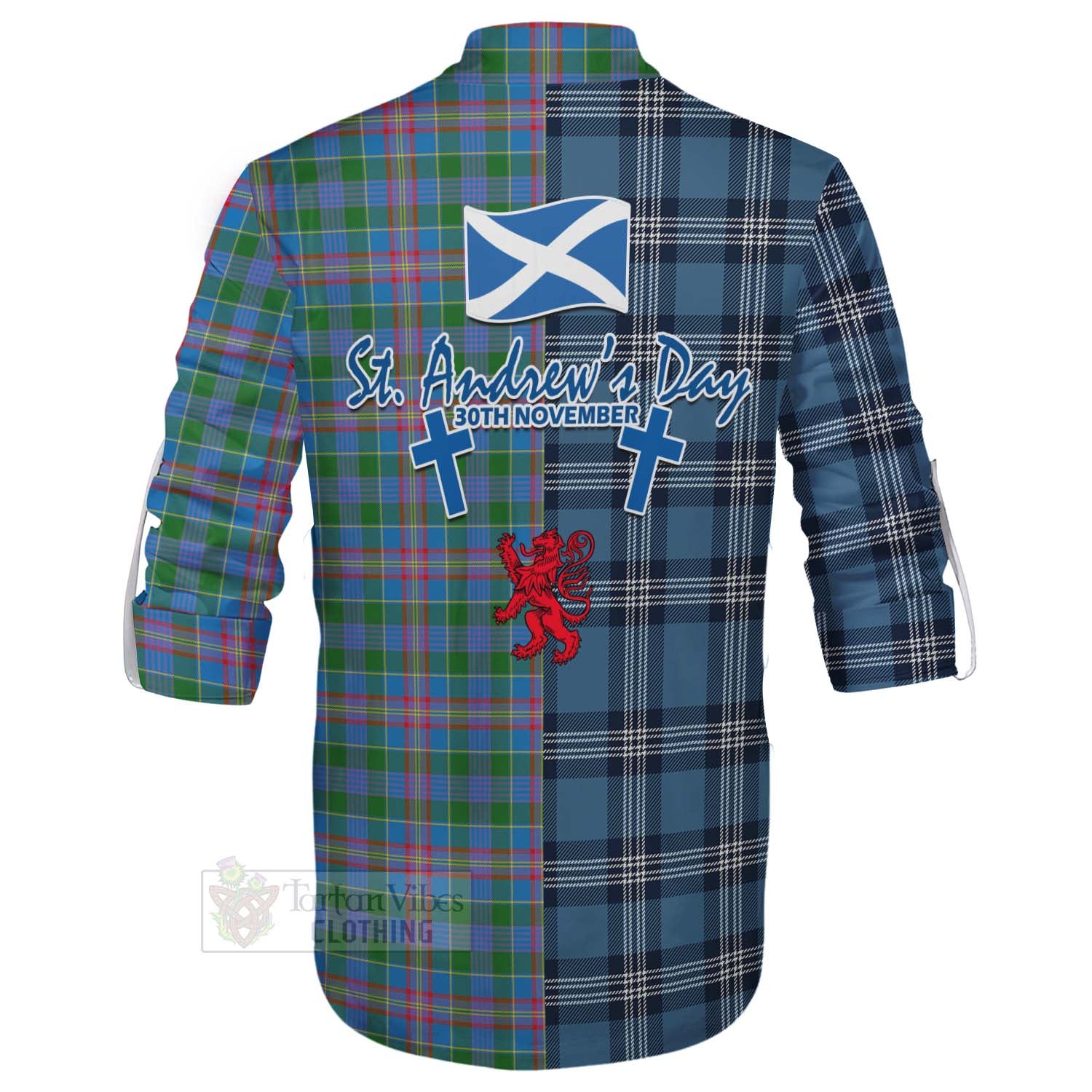 Tartan Vibes Clothing Ralston Tartan Ghillie Kilt Shirt Happy St. Andrew's Day Half Tartan Style