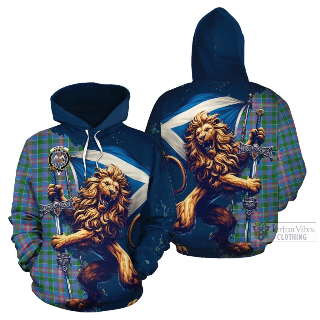Tartan Vibes Clothing Ralston Tartan Family Crest Cotton Hoodie with Scottish Majestic Lion